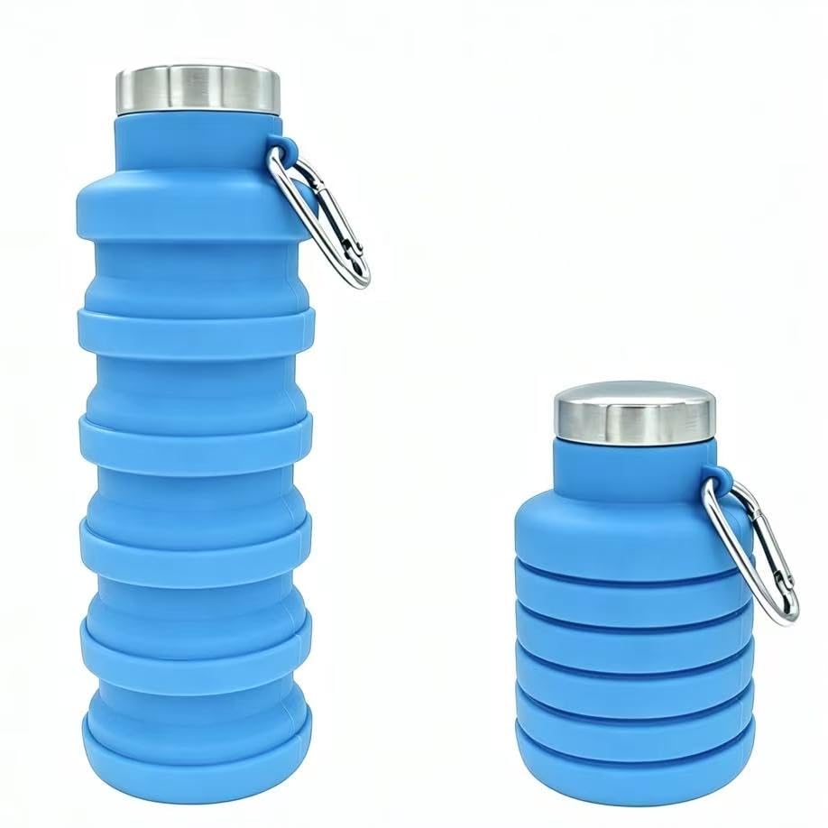 YCT Collapsible Water Bottle 17oz(500ml),Travel Portable Sport Water Bottle,Reusable Silicone Foldable Water Bottles for Gym Camping Hiking (Purple+Black)