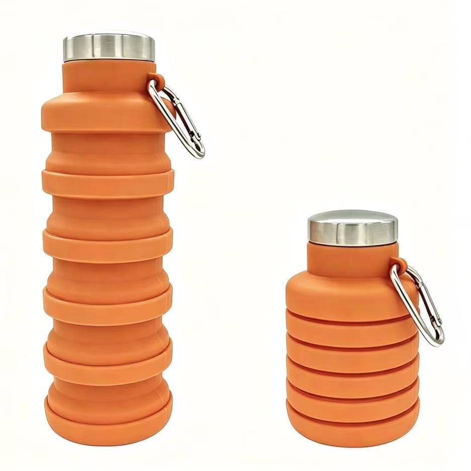 YCT Collapsible Water Bottle 17oz(500ml),Travel Portable Sport Water Bottle,Reusable Silicone Foldable Water Bottles for Gym Camping Hiking (Purple+Black)