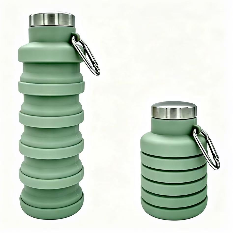 YCT Collapsible Water Bottle 17oz(500ml),Travel Portable Sport Water Bottle,Reusable Silicone Foldable Water Bottles for Gym Camping Hiking (Purple+Black)