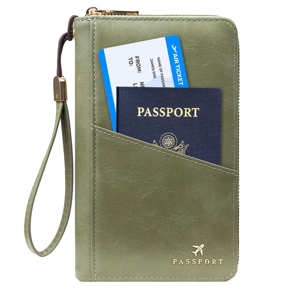 Family Passport Holder for Travel Women and Men RFID Passport Holder with Zipper Passport Case Passport cover Passport Wallet Travel Essentials and Accessories(1-2,Pink)