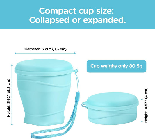 8.8oz BPA Free Collapsible Silicone Cup with Dust-Proof Lid,Gray