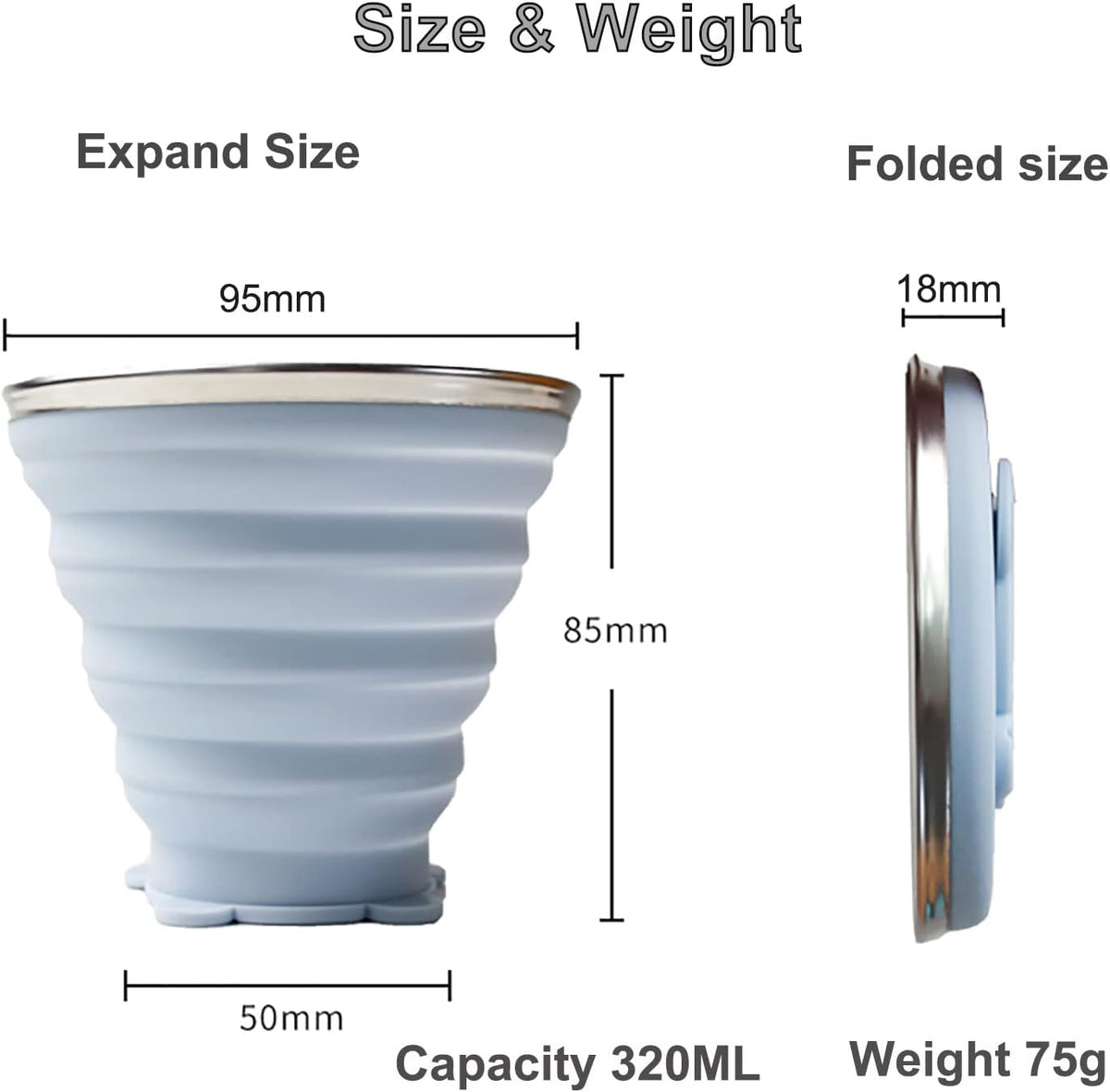 Collapsible Silicone Travel Cup, 2-Pack Reusable Foldable Water Cup with Lid & Lanyard, BPA-Free Food Grade Silicone, Portable Pocket Size Mug for Camping Hiking Travel Outdoor Use, 320ml Pink & Blue