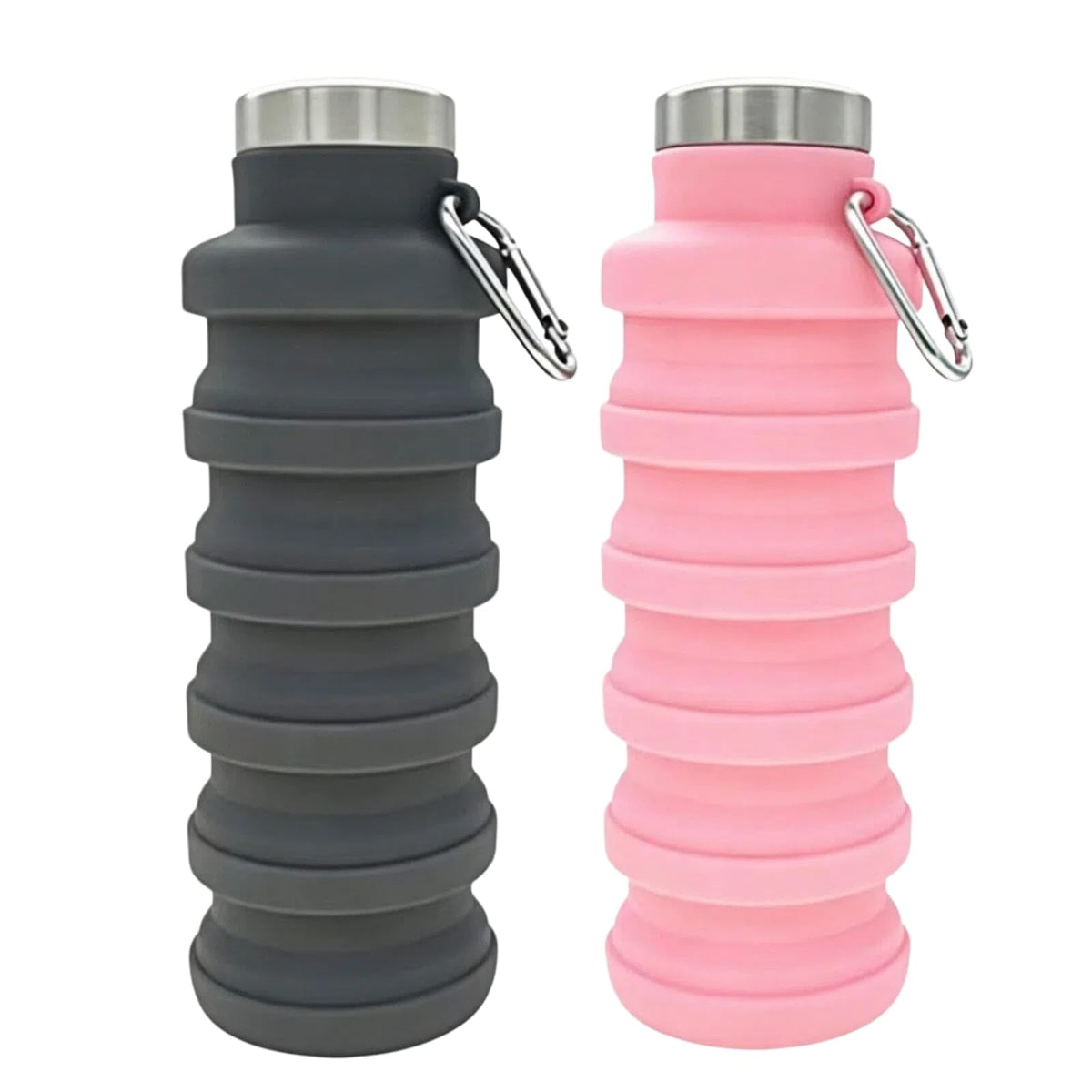 YCT Collapsible Water Bottle 17oz(500ml),Travel Portable Sport Water Bottle,Reusable Silicone Foldable Water Bottles for Gym Camping Hiking (Purple+Black)