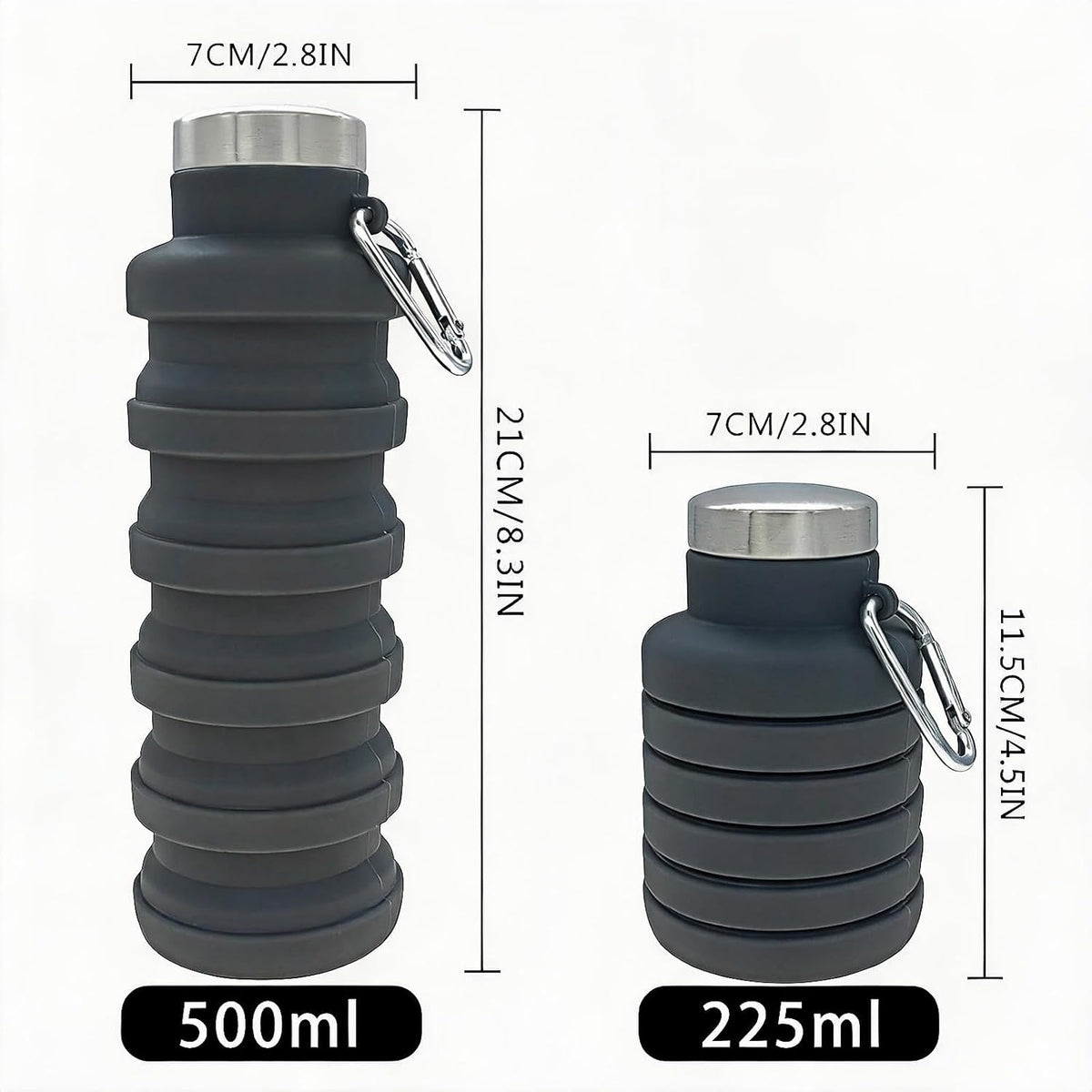 YCT Collapsible Water Bottle 17oz(500ml),Travel Portable Sport Water Bottle,Reusable Silicone Foldable Water Bottles for Gym Camping Hiking (Purple+Black)