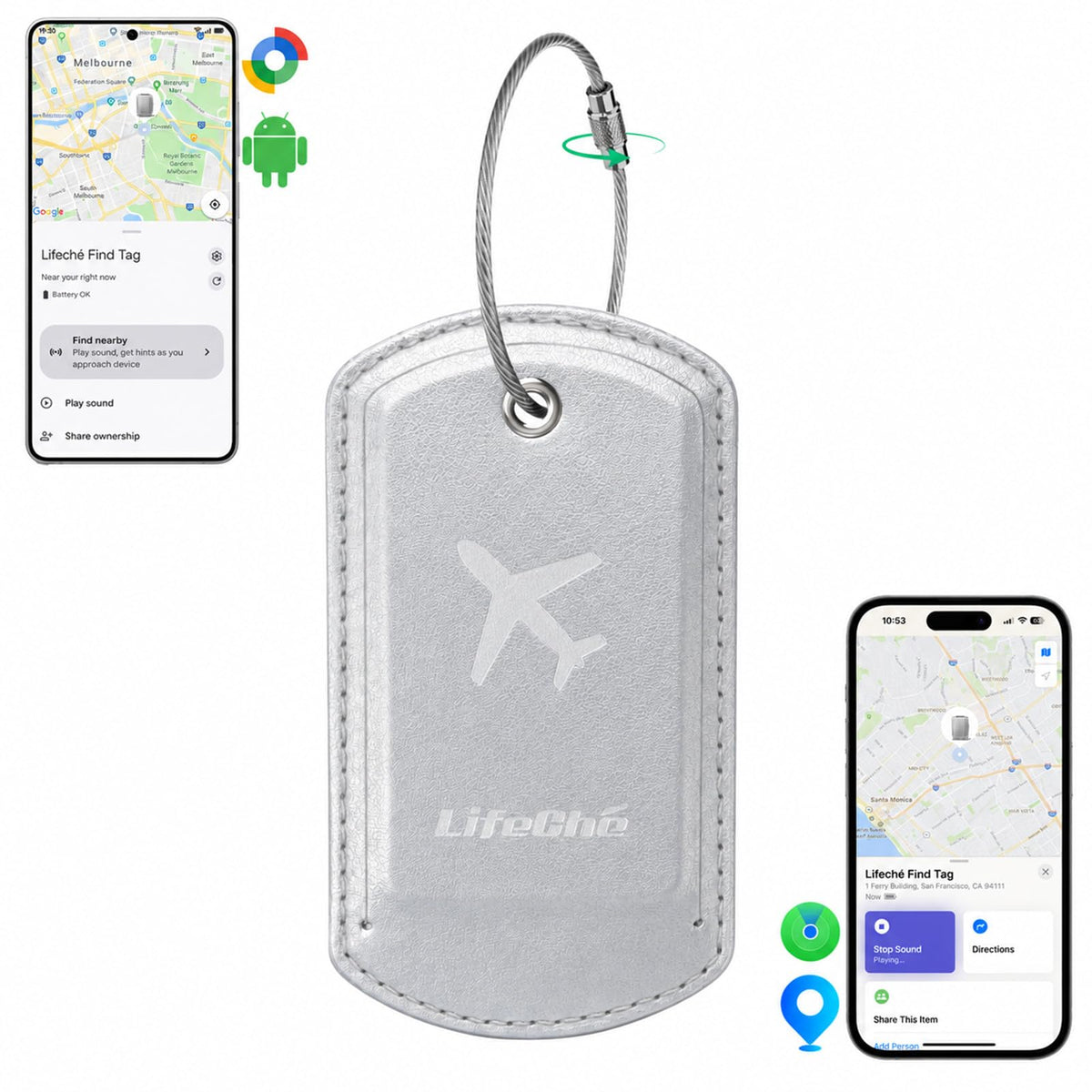 Luggage Tag Built-in Tracker Premium PU Leather Suitcase Tag (Dark Orange)