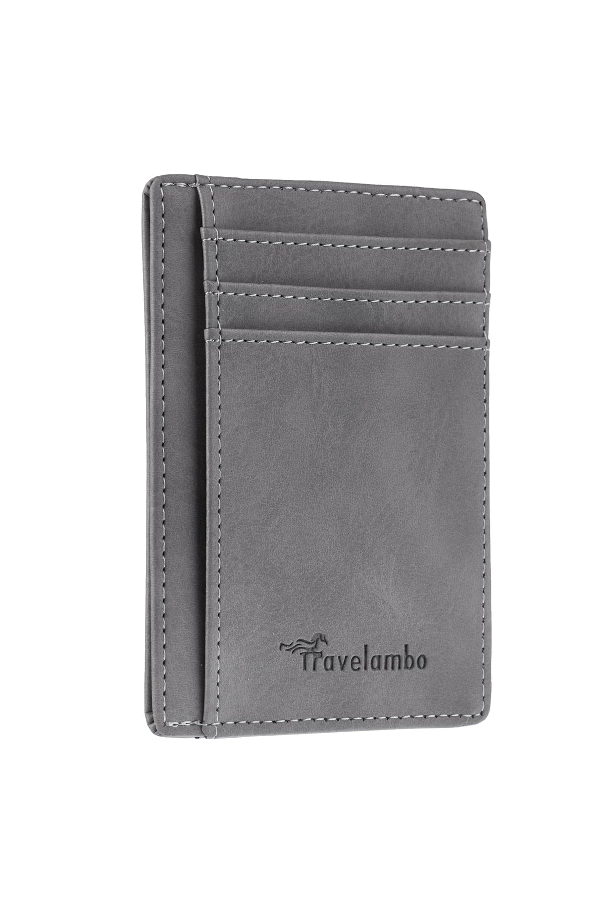 Travelambo Slim Wallet Front Pocket Minimalist Leather RFID Blocking Medium Size