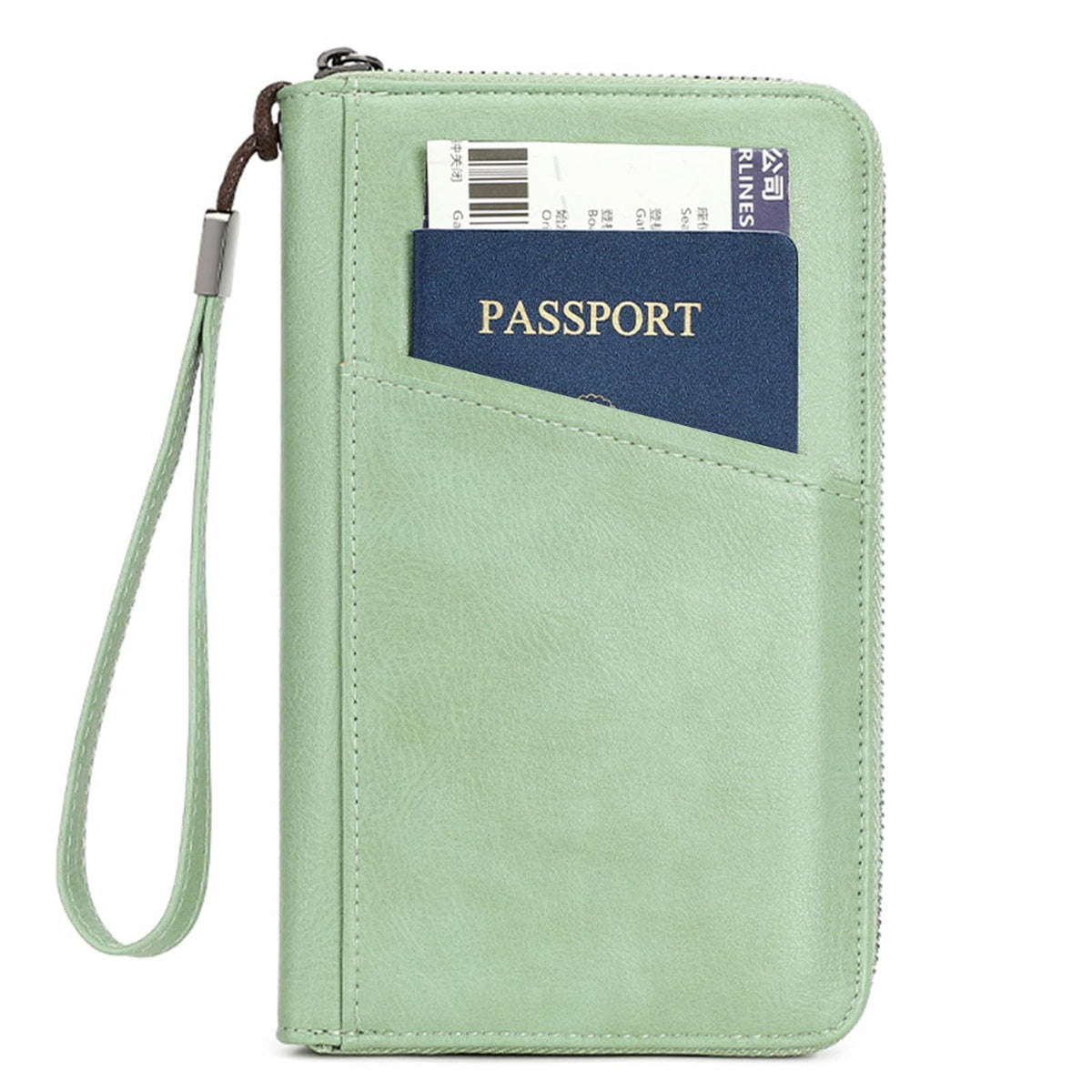 Family Passport Holder for Travel Women and Men RFID Passport Holder with Zipper Passport Case Passport cover Passport Wallet Travel Essentials and Accessories(1-2,Pink)