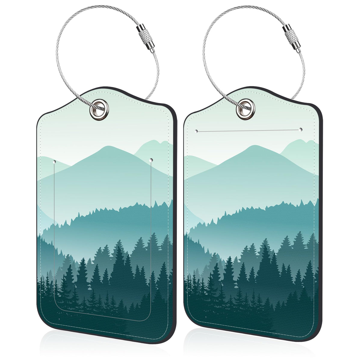 Mesmerizing Mountain Lake Scenery Luggage Tag for Suitcase 2 Pack Leather Luggage Tag with Privacy Flap Name ID Label and Metal Loop for Women Men Travel