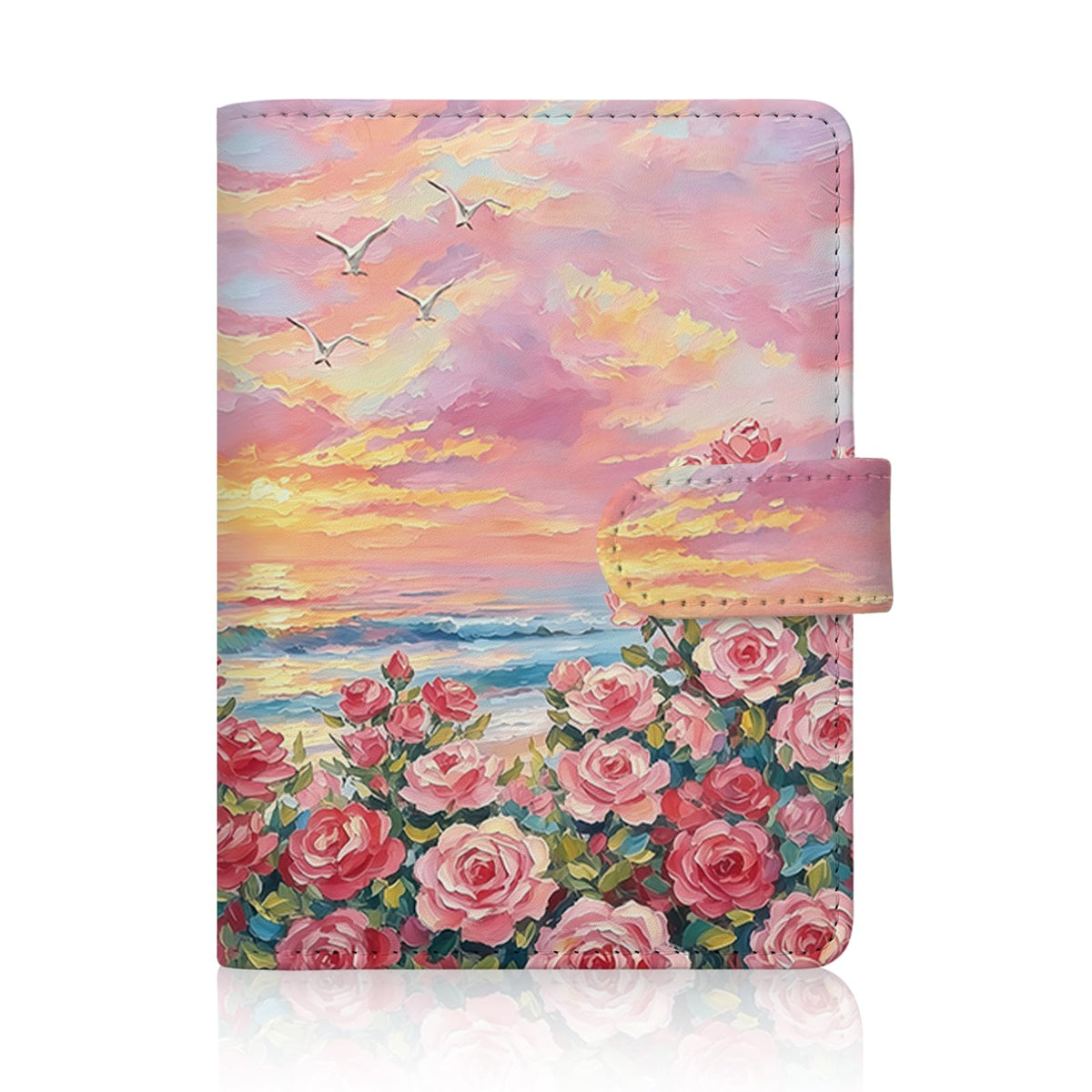 Passport Holder for Travel - Flowers Black Cat Passports Cover Wallet Case for Travel, PU Leather, RFID Passport Holder for Women Men, Passports Book Holders with Magnetic Closure