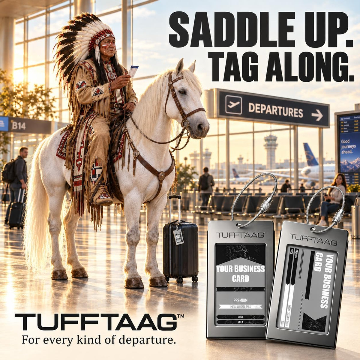 Luggage Tags Business Card Holder by TUFFTAAG - Durable Travel ID Bag Tag