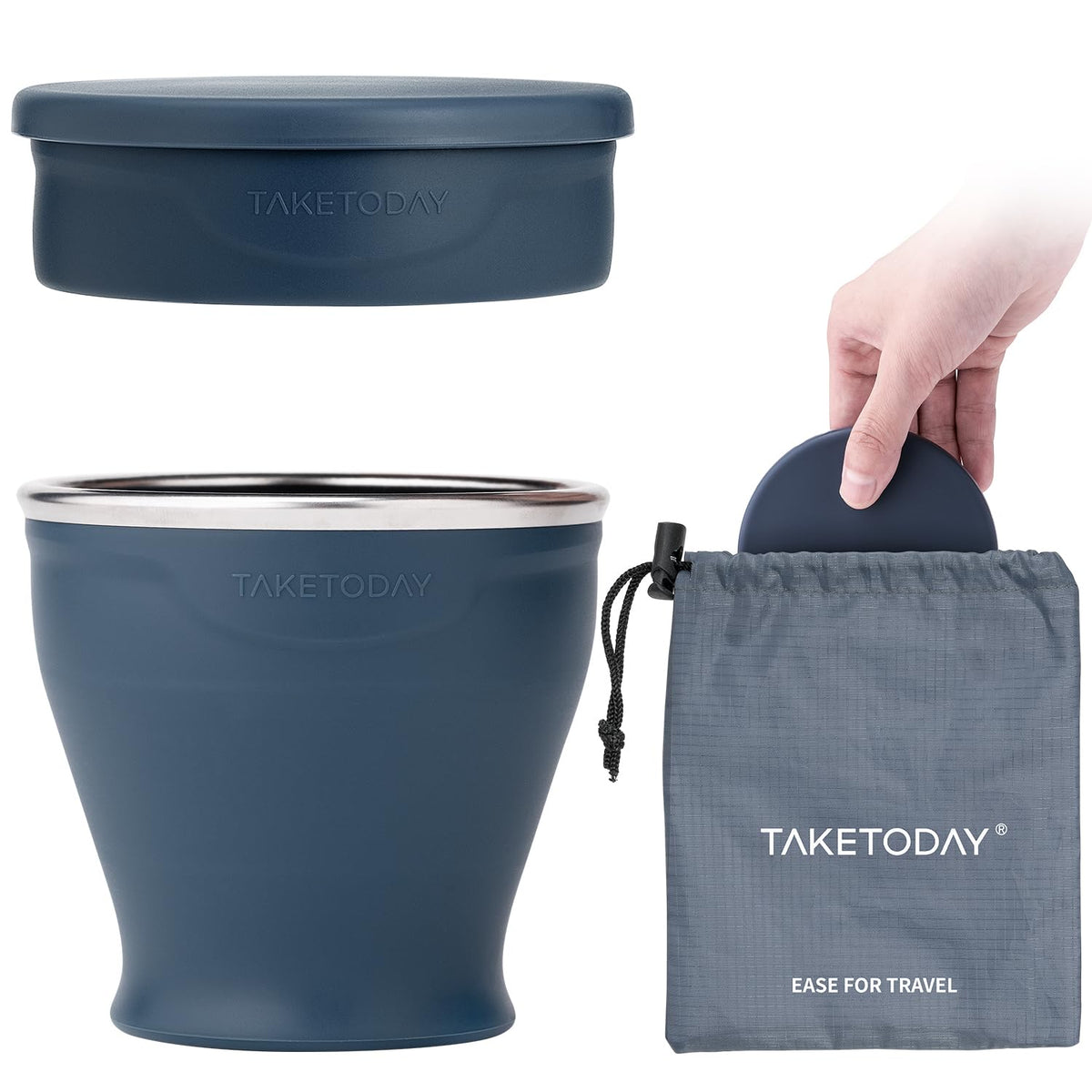 TakeToday Collapsible Cup 8 oz 2-Pack for Travel, Navy & Dark Green