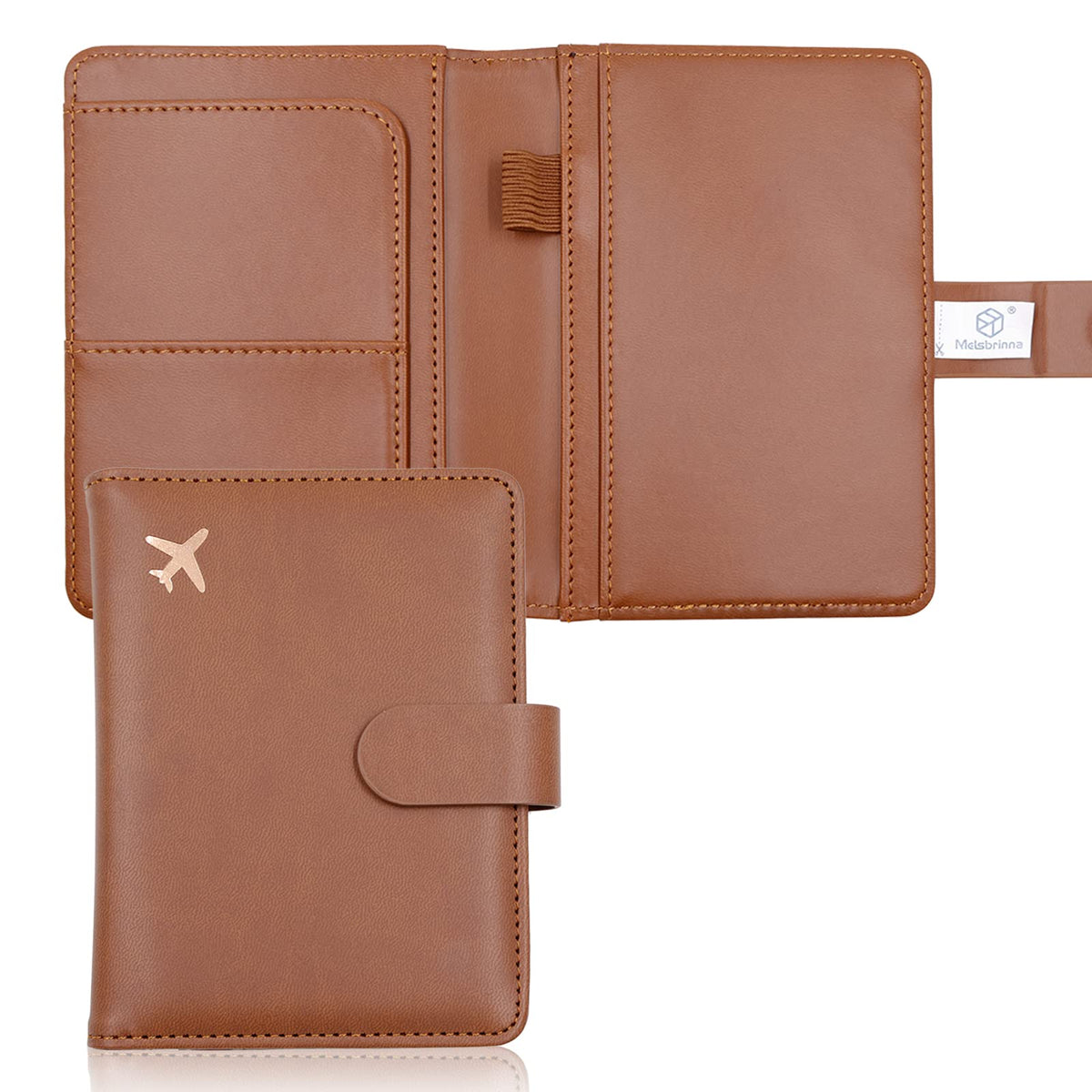 Melsbrinna Premium Leather Passport Holder Covers Case, Waterproof Rfid Blocking Travel Wallet Passport Holder with Pen Holder, Cute Passport Book for Women/Men