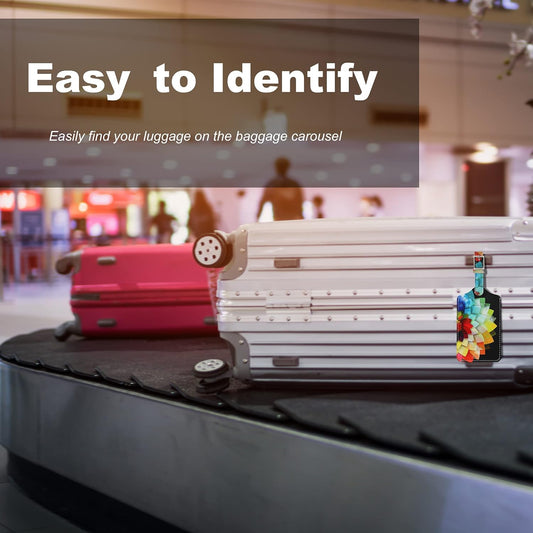 4 Pack Luggage Tag for Suitcases TSA Approved, Leather Suitcase Tags Identifiers, Cute Bag Name Travel Tags ID Labels for Women Men Cruise Airport Luggage Travel Essentials by Sodsay