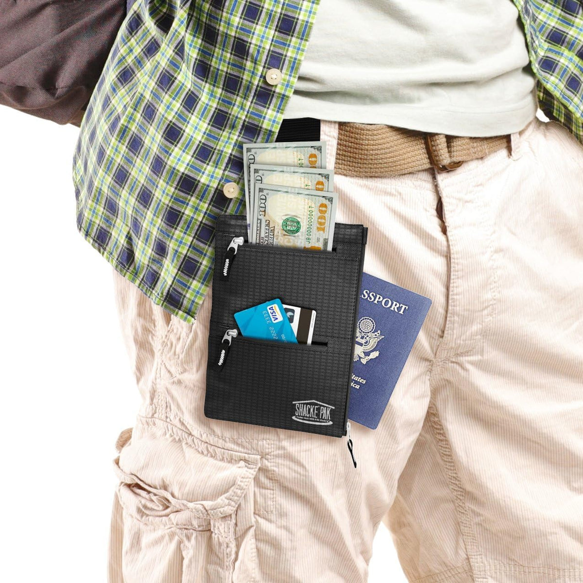 Shacke Hidden Travel Belt Wallet w/RFID Blocker