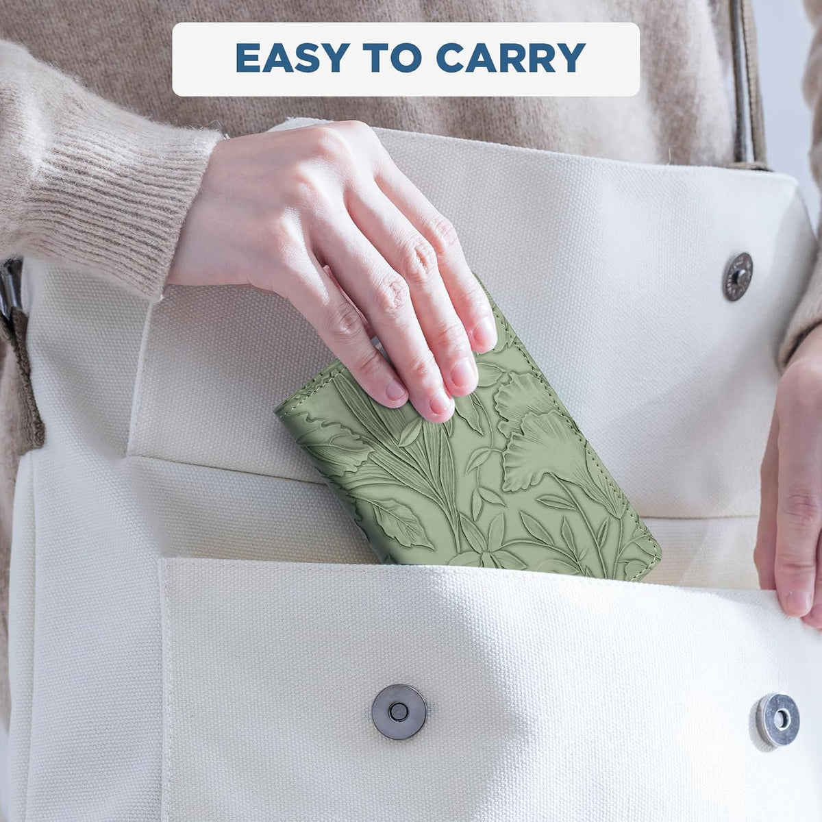 Passport Holder for Travel Essentials,Cute Embossed Floral Pattern RFID Blocking Leather Passport Wallet Cover,Essentials Items for Men and Women's Travel,Green