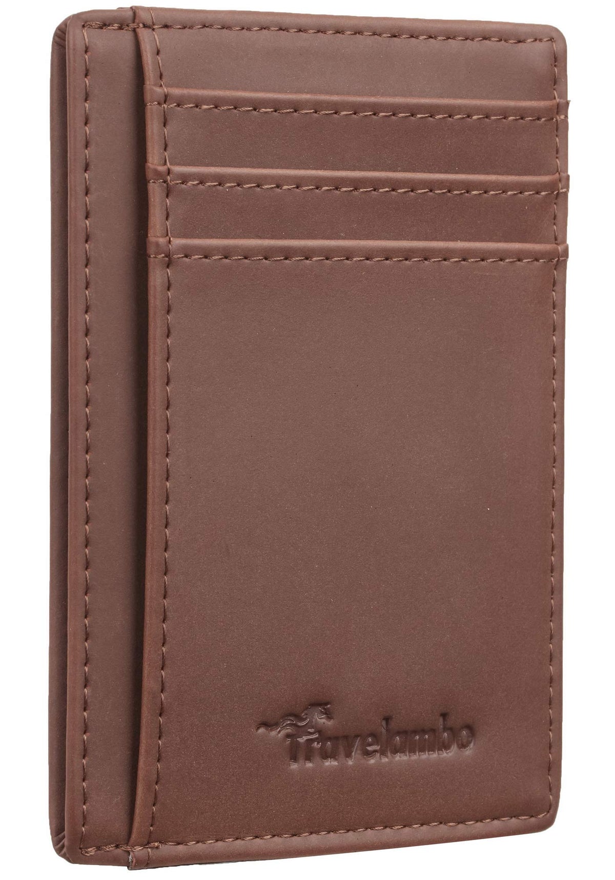Travelambo Slim Wallet Front Pocket Minimalist Leather RFID Blocking Medium Size