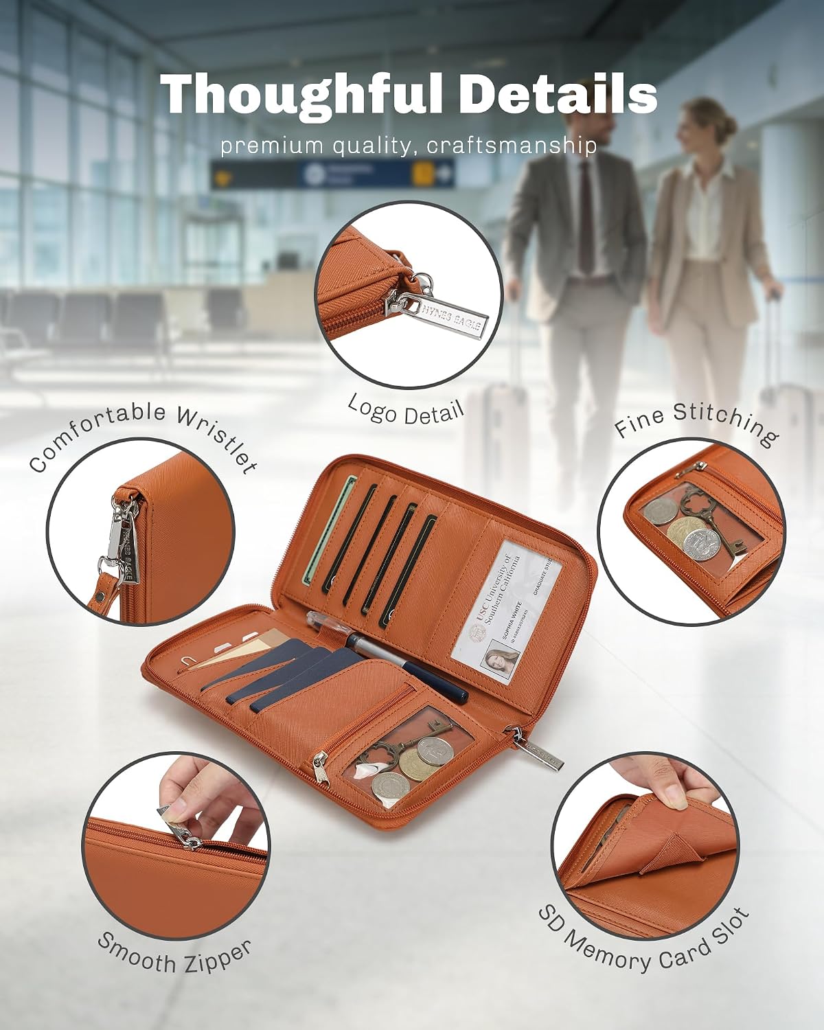 Family Passport Holder for 4, RFID Blocking Travel Wallet with Zipper