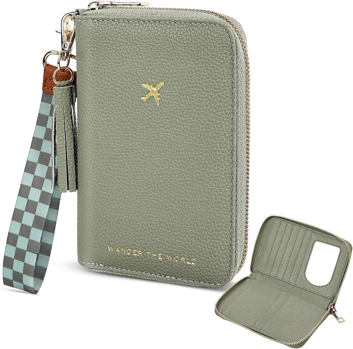 RFID Passport Wallet for Women, Passport Holder for Travel, Green