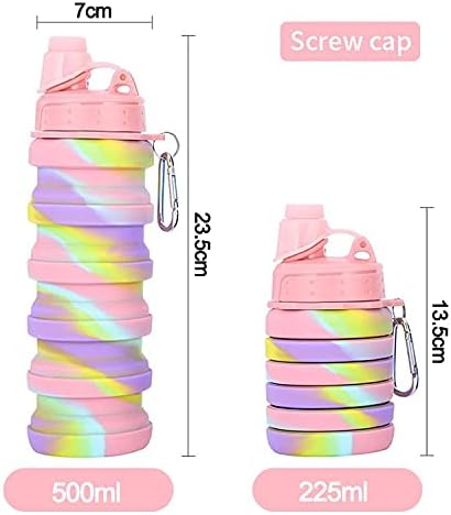 Collapsible Water Bottles 4 pack 500ML (Black+Purple+Blue+Pink)