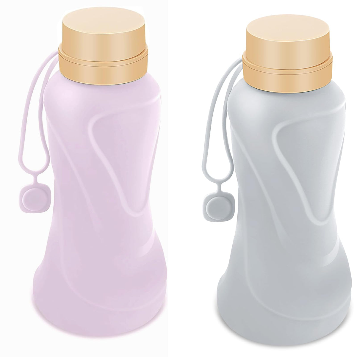 Collapsible Water Bottles,650ml,Leak Proof,Reuseable BPA Free Silicone Foldable Water Bottles,Durable Lightweight for Travel Gym Camping Hiking,Compact Size Portable Sports Water Bottle (Black)