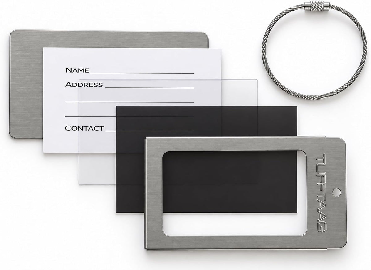 Luggage Tags Business Card Holder by TUFFTAAG - Durable Travel ID Bag Tag