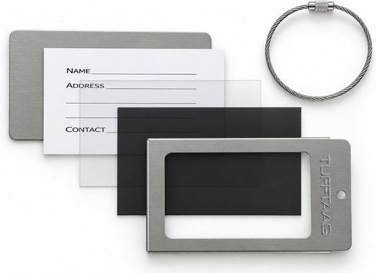 Luggage Tags Business Card Holder by TUFFTAAG - Durable Travel ID Bag Tag