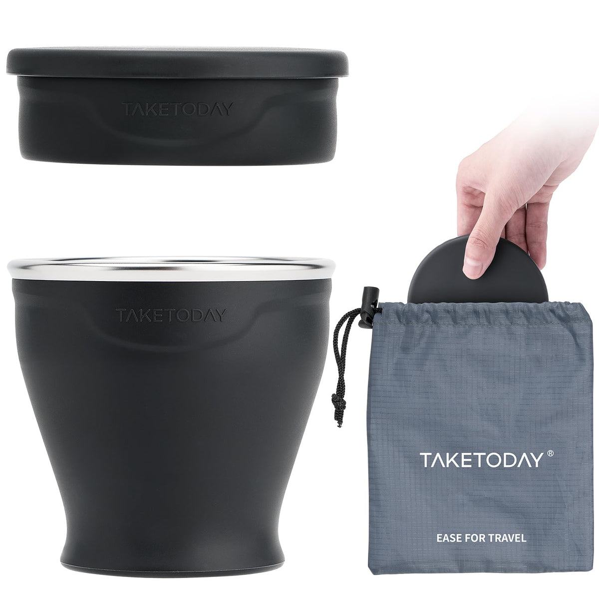 TakeToday Collapsible Cup 8 oz 2-Pack for Travel, Navy & Dark Green