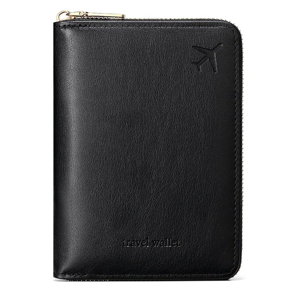 Family Passport Holder for Travel Women and Men RFID Passport Holder with Zipper Passport Case Passport cover Passport Wallet Travel Essentials and Accessories(1-2,Pink)