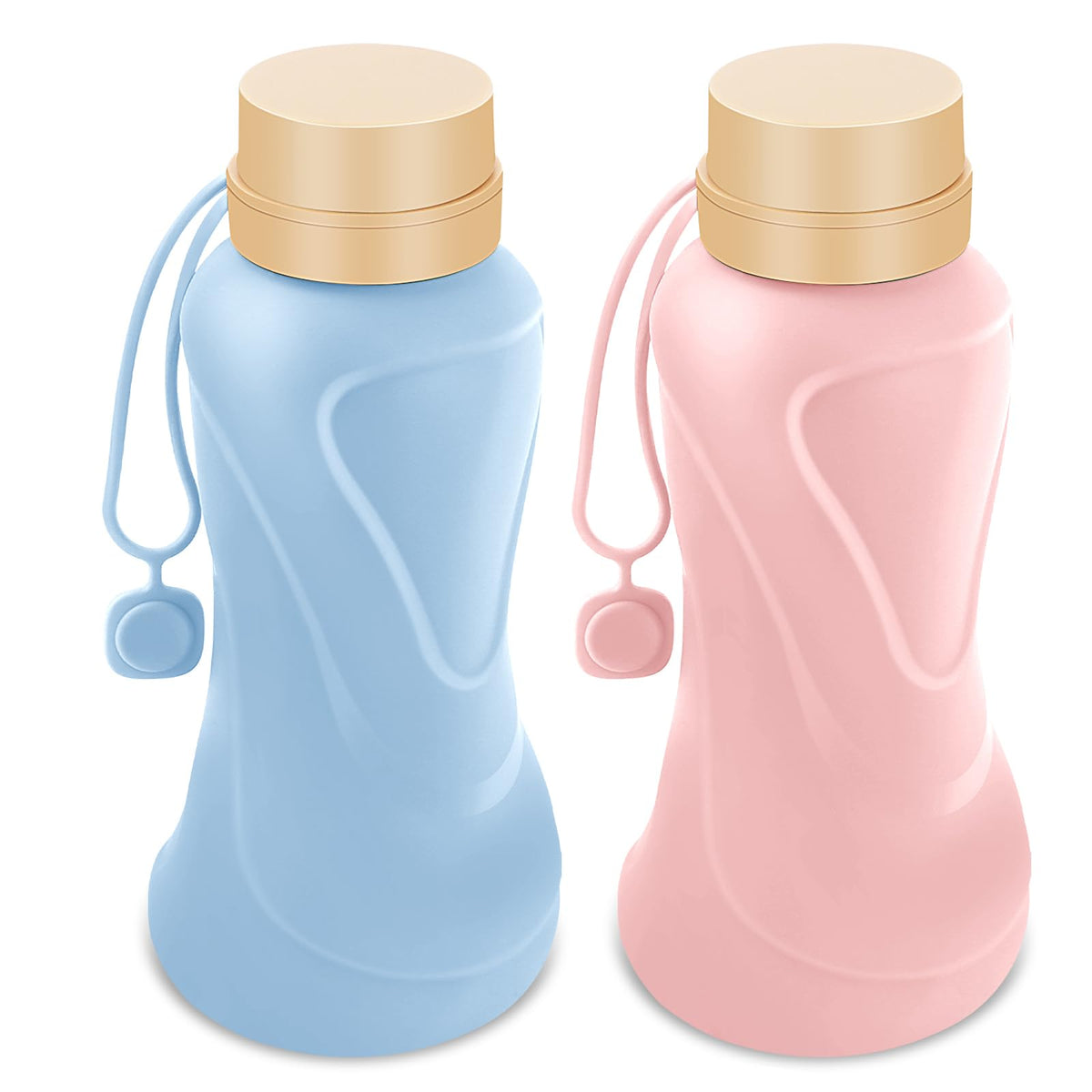 Collapsible Water Bottles,650ml,Leak Proof,Reuseable BPA Free Silicone Foldable Water Bottles,Durable Lightweight for Travel Gym Camping Hiking,Compact Size Portable Sports Water Bottle (Black)