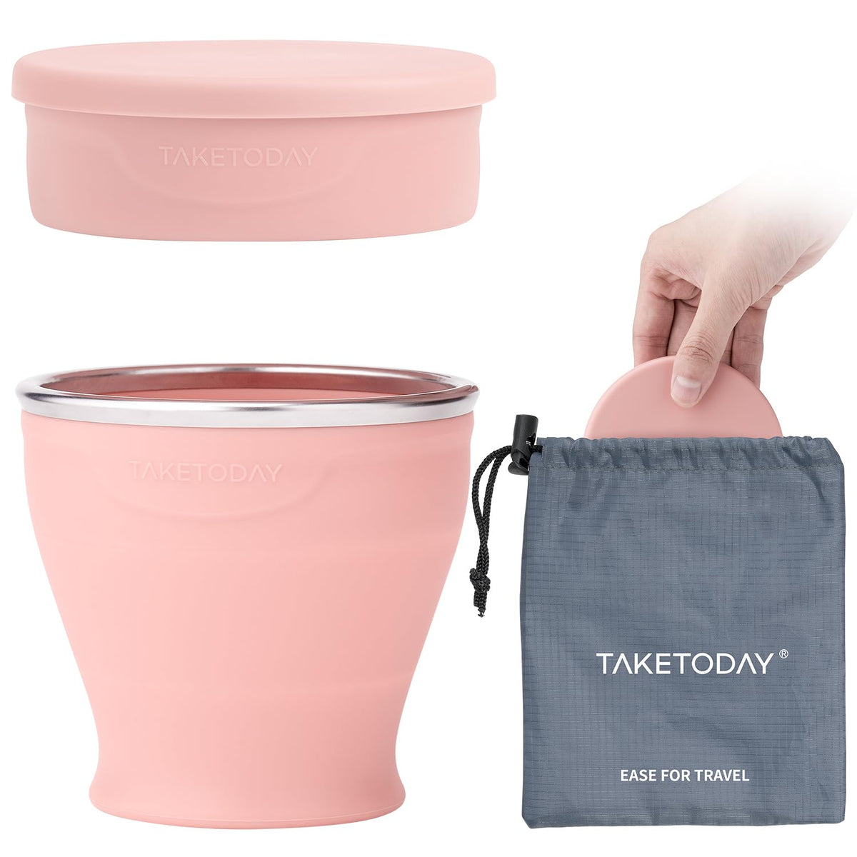 TakeToday Collapsible Cup 8 oz 2-Pack for Travel, Navy & Dark Green