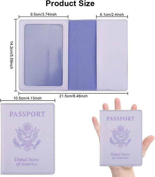 Passport Holder, Passport Holder Women, Passport Covers Travel Must Haves, Travel Passport Wallet for Men, 1 Pack Passport Case Passport Protector for Travel Airport Essentials, Light Purple