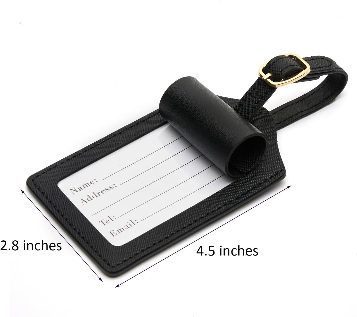 Luggage Tag PU Leather for Suitcase Baggage Handbag Travel Bag Label Suitcase Tag Label Tag w. Name Card & Privacy Cover (S)
