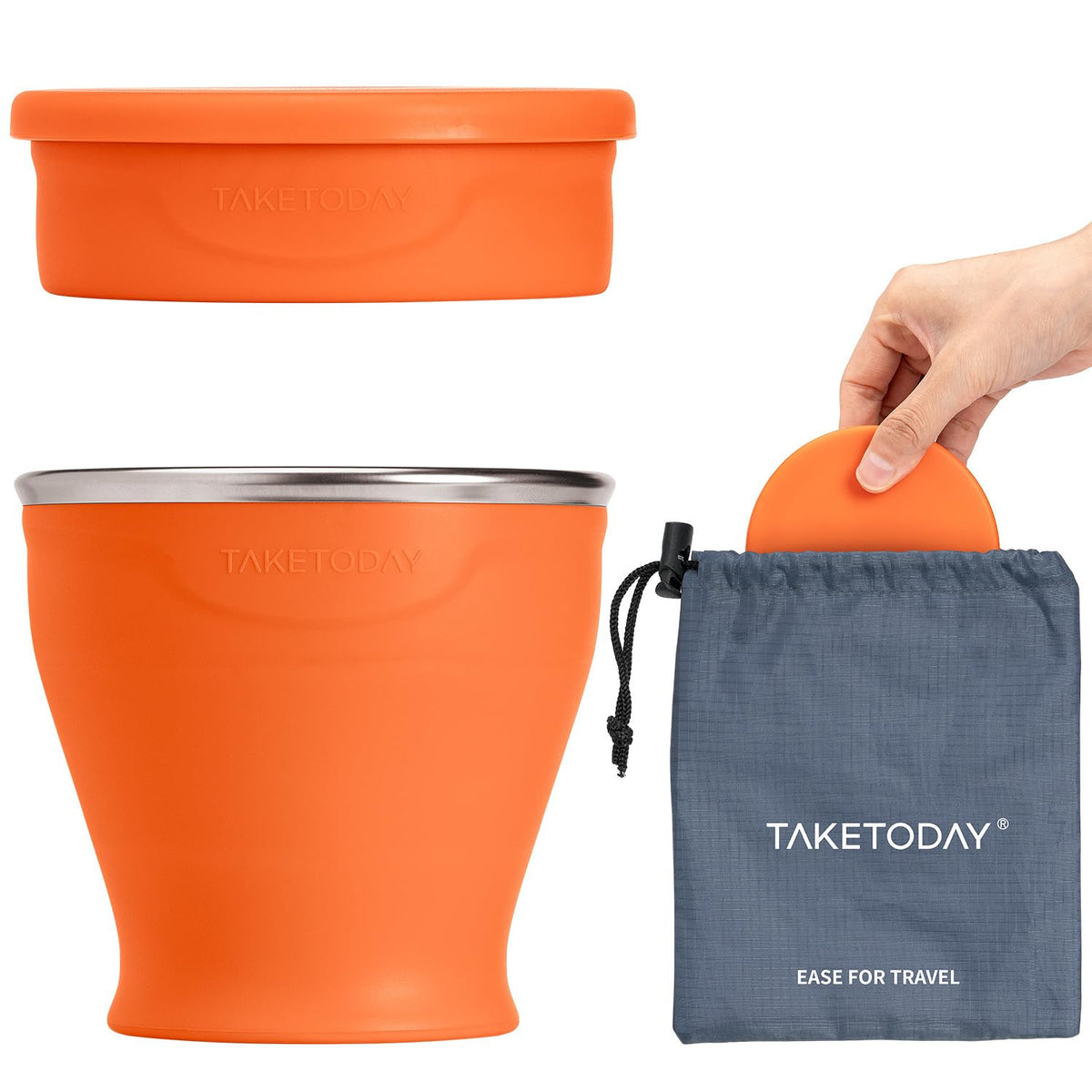 TakeToday Collapsible Cup 8 oz 2-Pack for Travel, Navy & Dark Green