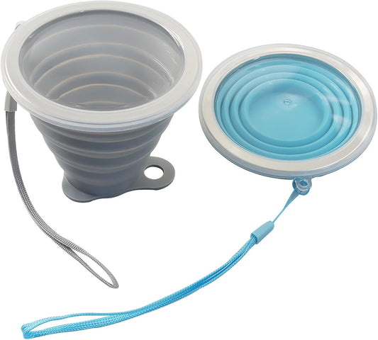 Silicone Collapsible Cups, 2 Pack, Blue/Gray, 270ml