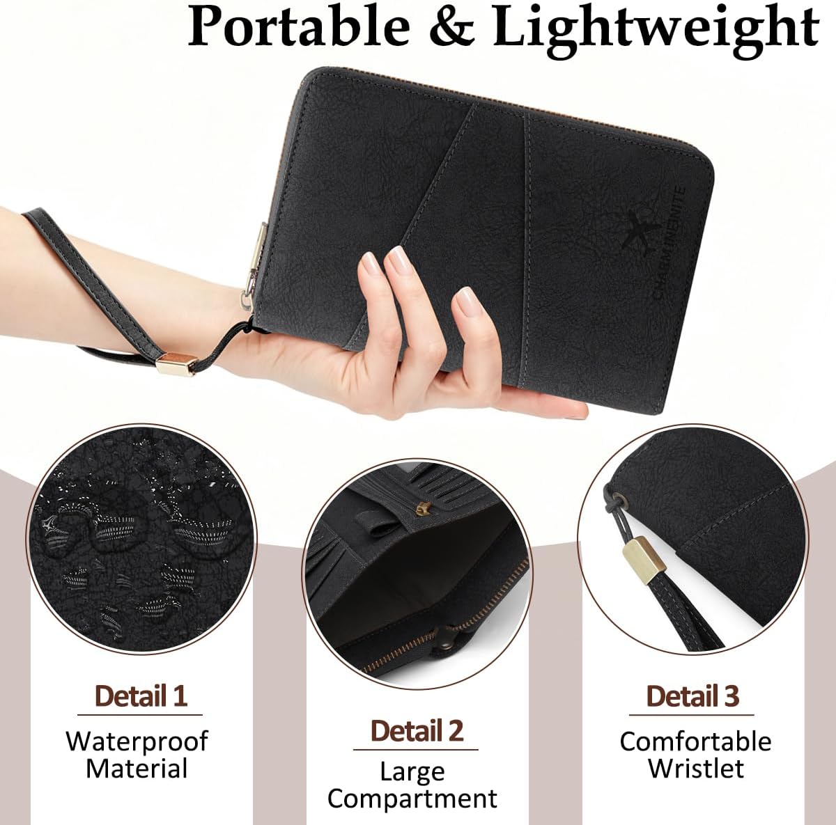 Family Passport Holder Wallet RFID Blocking Travel Document Holder Black