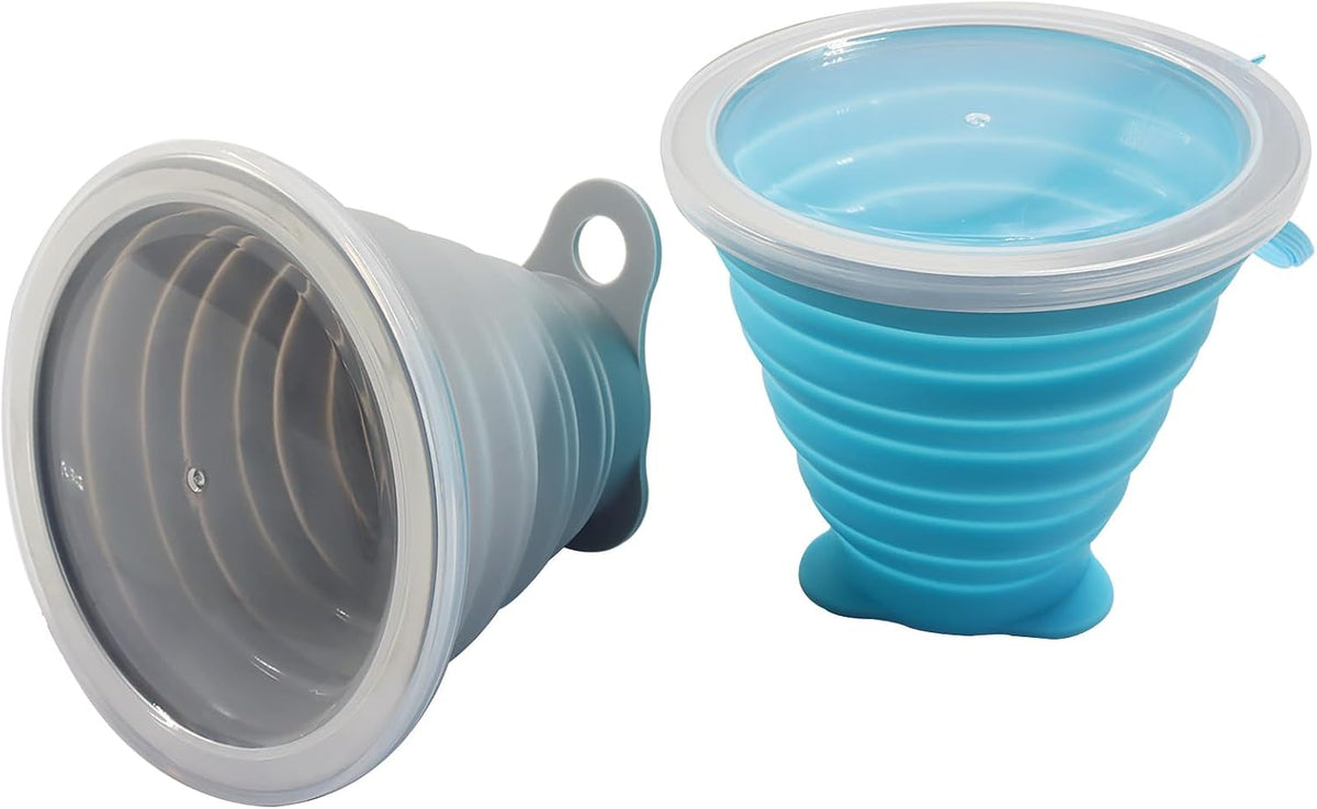 Silicone Collapsible Cups, 2 Pack, Blue/Gray, 270ml