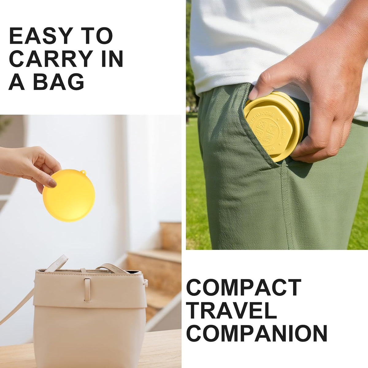 Collapsible Cup, 6oz Mini Foldable Travel Cup with Lid, Yellow