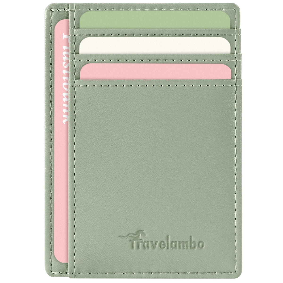 Travelambo Slim Wallet Front Pocket Minimalist Leather RFID Blocking Medium Size