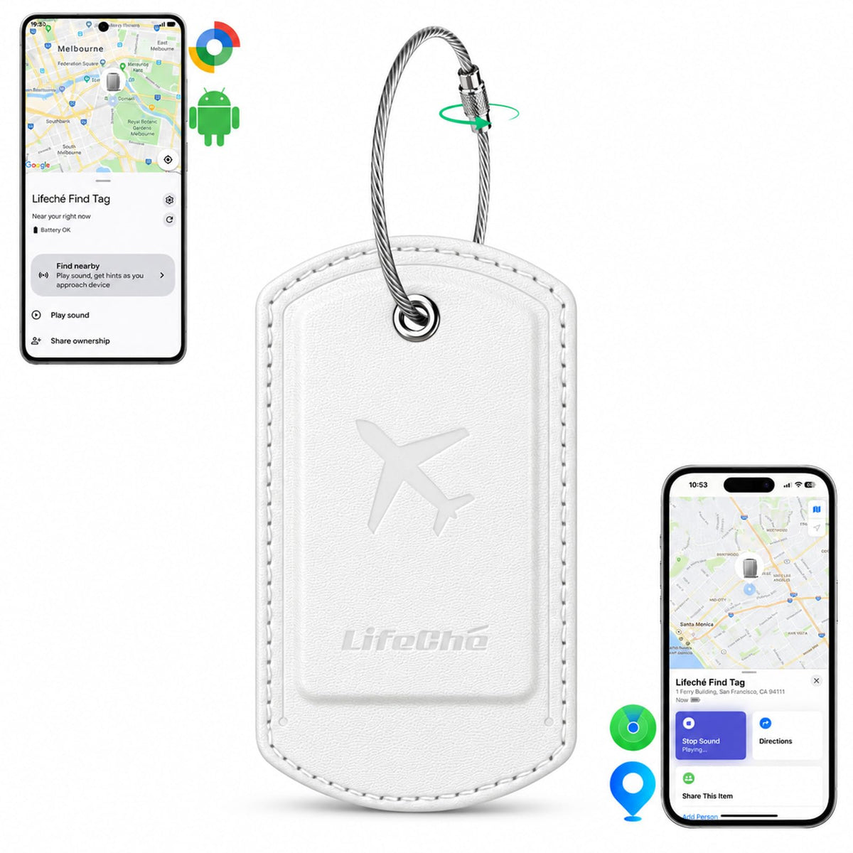 Luggage Tag Built-in Tracker Premium PU Leather Suitcase Tag (Dark Orange)