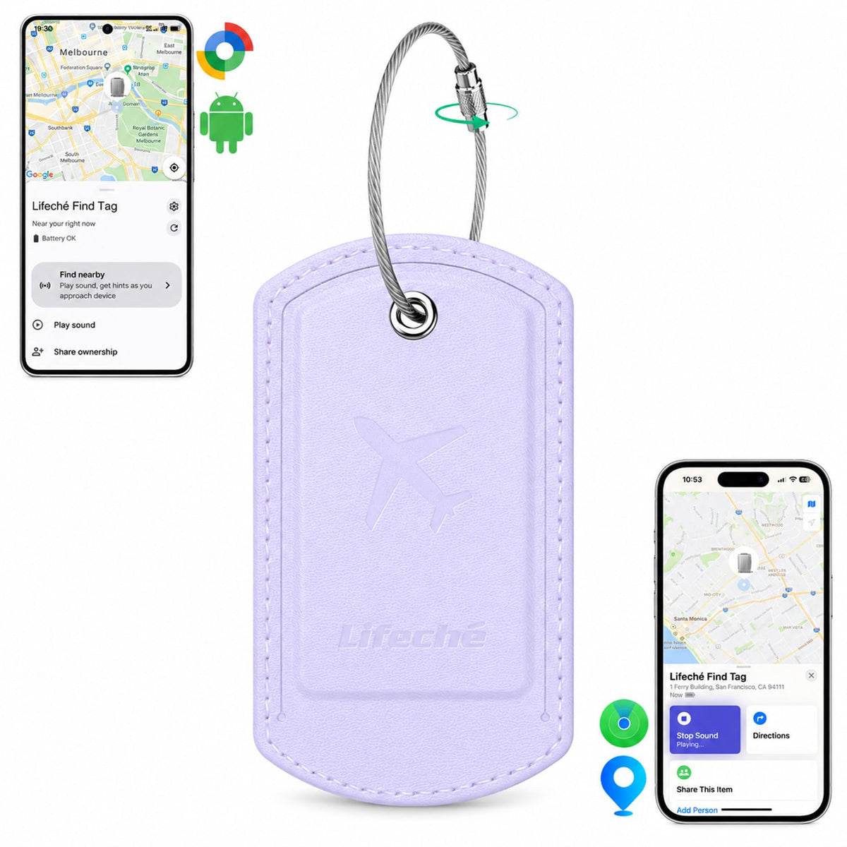 Luggage Tag Built-in Tracker Premium PU Leather Suitcase Tag (Dark Orange)