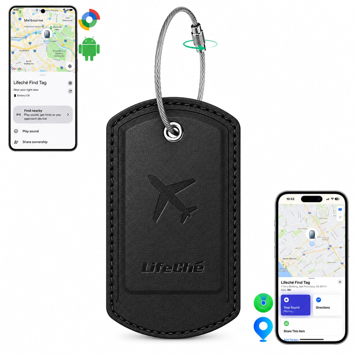 Luggage Tag Built-in Tracker Premium PU Leather Suitcase Tag (Dark Orange)