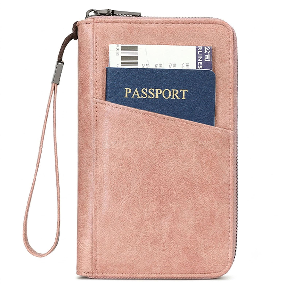 Family Passport Holder for Travel Women and Men RFID Passport Holder with Zipper Passport Case Passport cover Passport Wallet Travel Essentials and Accessories(1-2,Pink)