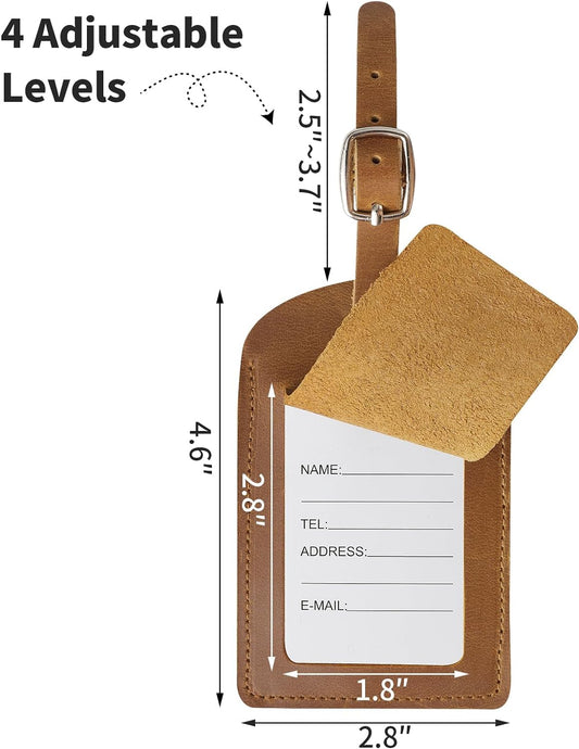 Ringsun Genuine Leather Luggage Tag for Suitcases ID Tags Bag Tags for Luggage (2 Pack)