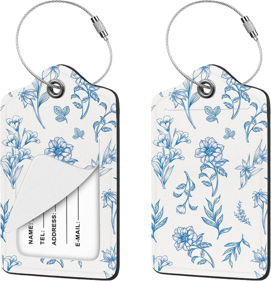 2Pcs Floral Cute Luggage Tag for Suitcases Women Cruise Travel