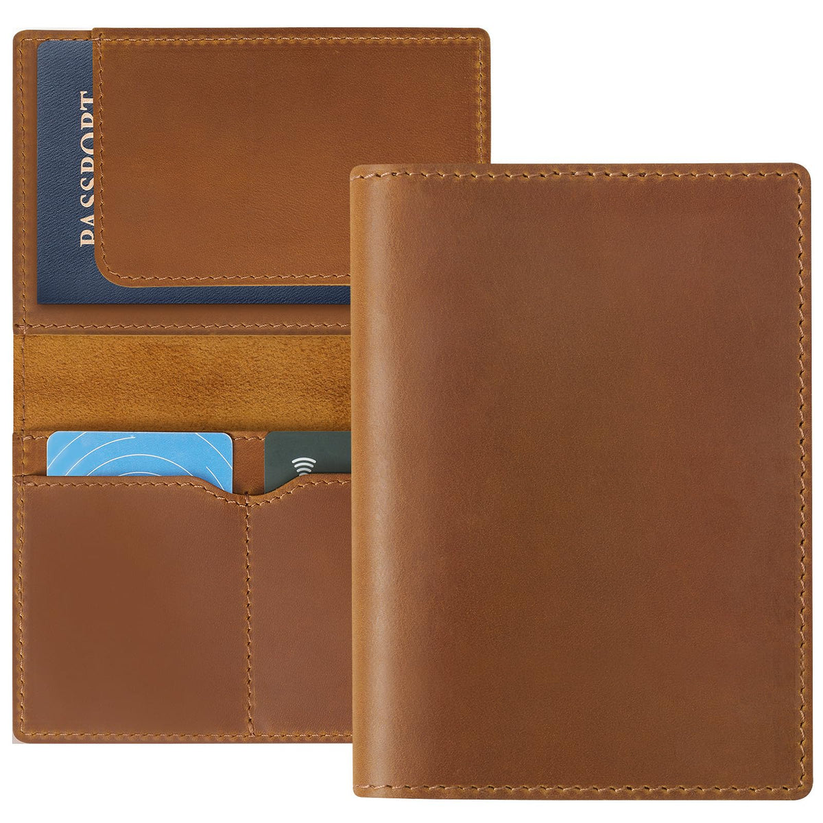 Jack&Chris Leather Passport Holder, Handmade Passport cover, Travel Wallet Cover Case for Men and Women, Leather Travel Documents Organizer Protector, JC107