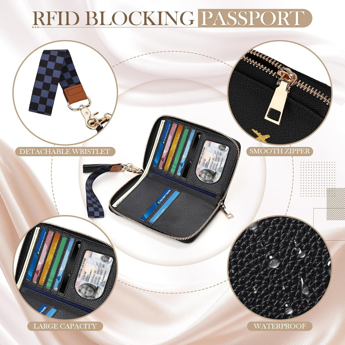 RFID Passport Wallet for Women, Passport Holder for Travel, Green