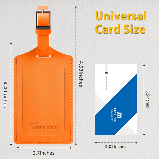 Travelambo Luggage Tags for Suitcases PU Leather Travel Tags Bag Tags Privacy Protection Travel Essentials