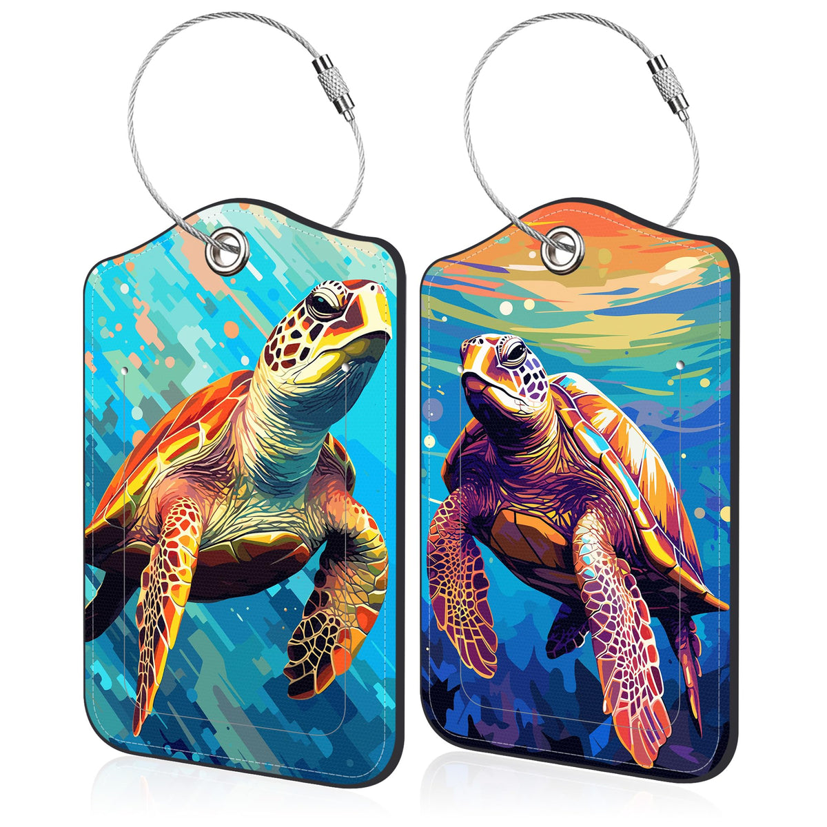 Mesmerizing Mountain Lake Scenery Luggage Tag for Suitcase 2 Pack Leather Luggage Tag with Privacy Flap Name ID Label and Metal Loop for Women Men Travel