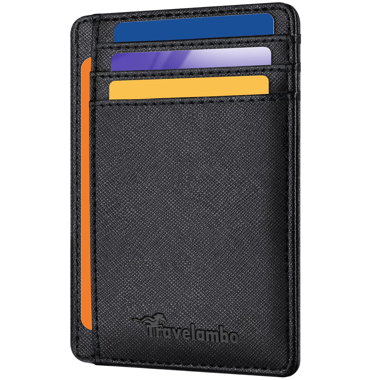 Travelambo Slim Wallet Front Pocket Minimalist Leather RFID Blocking Medium Size