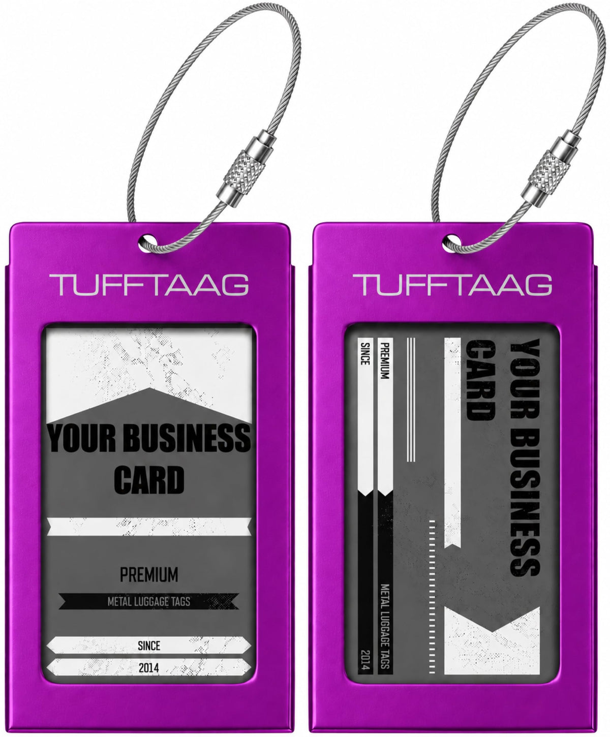 Luggage Tags Business Card Holder by TUFFTAAG - Durable Travel ID Bag Tag